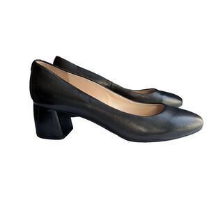 Kate Spade New York Black Leather Block Heel Pumps Women Size 9M Round Toe Shoes